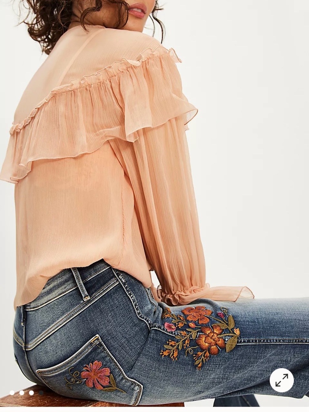 NWT Size 29 -DRIFTWOOD Tripe Pintuck Pia Embroidered Wide-Leg Jeans (NWT US$168)